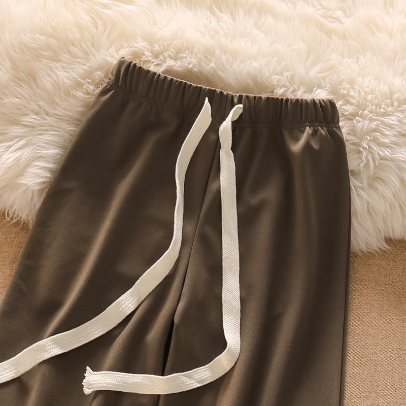 NUZIRO Bộ đồ  gồm áo cardigan dệt kim ngắn phối tua rua và quần dài dây rút phong cách Pháp thời trang cho nữ