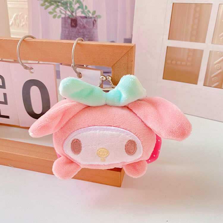 Ví Đựng Tiền Xu Hình Nhân Vật Anime Kuromi Kitty Cinnamoroll Bằng Lông Nhung Dễ Thương Xinh Xắn