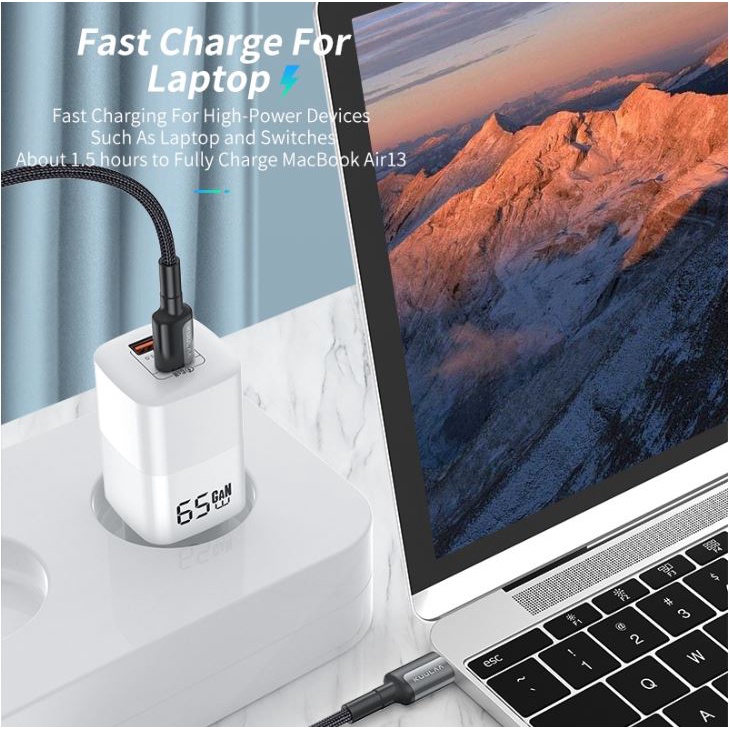 Củ sạc nhanh Kuulaa GaN 30W / 65W  port USB C TYPE C QC PD 3.0 4.0