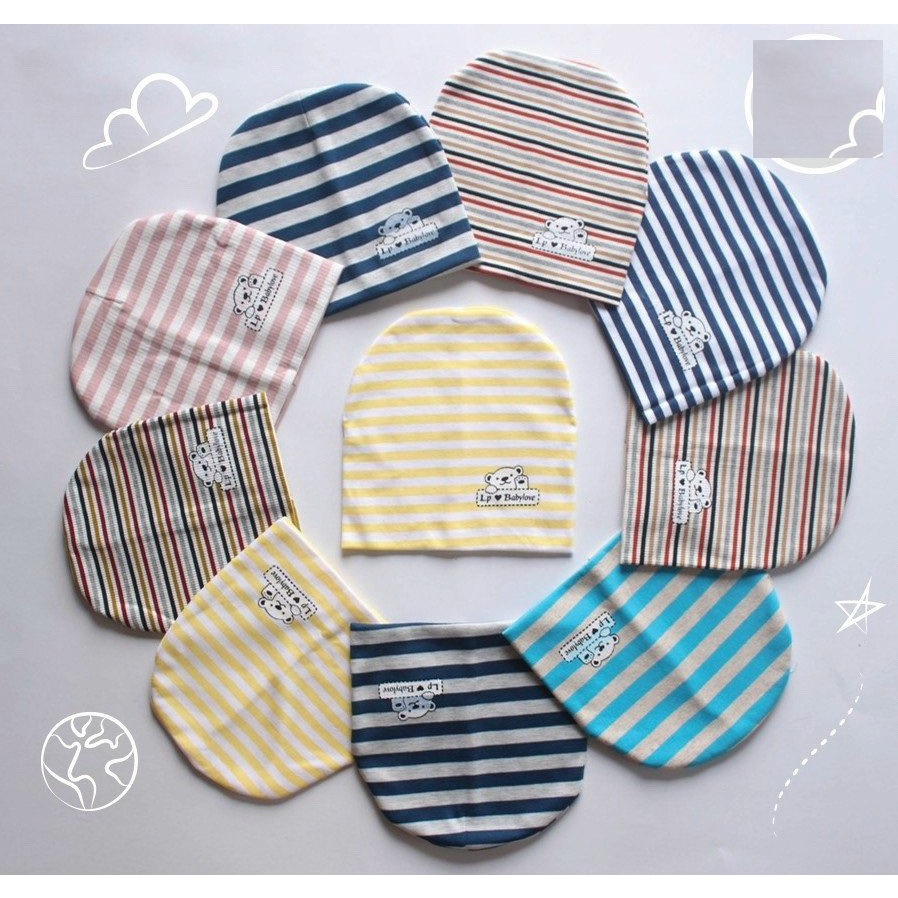 Nón thun cotton 2 lớp màu cho bé 0-12 tháng- Giao màu ngẫu nhiên