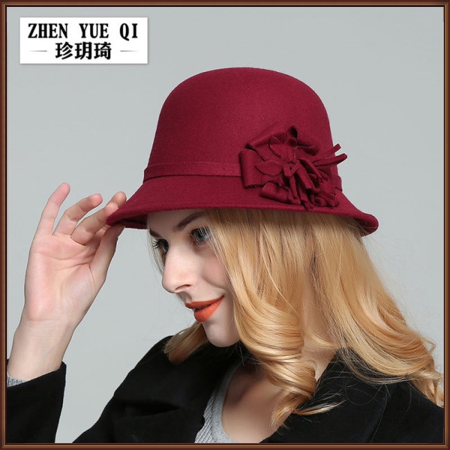Mũ Bowler Màu Trơn Đính Hoa Thời Trang Vintage Cho Nữ