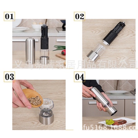 Máy xay, cối xay tiêu/muối chạy pin cao cấp, tiện dụng