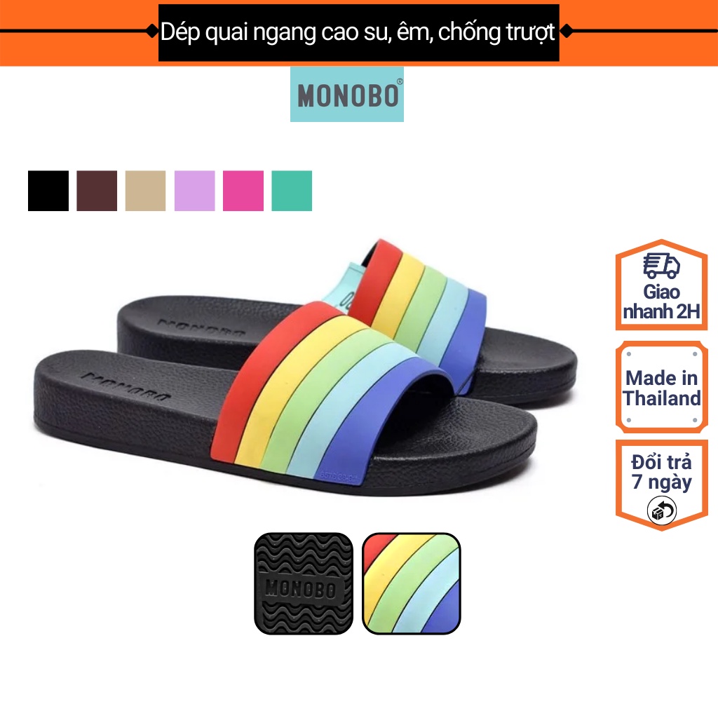 Dép Thái Lan Quai Ngang Nữ AMC hiệu MONOBO KAREN COLOR 3 Đế Cao Su Êm Cao Cấp, Trẻ Trung Quai Dẻo Mềm Màu sắc Cầu Vồng