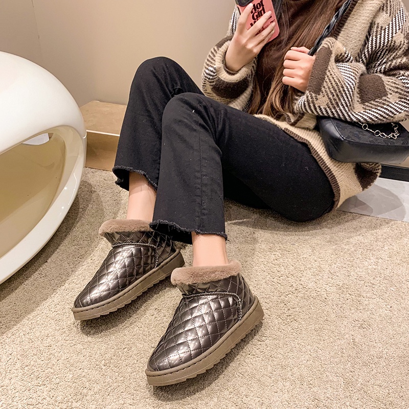 Giày Bốt Da Chống Trượt Giữ Ấm Thời Trang Cho Nữ