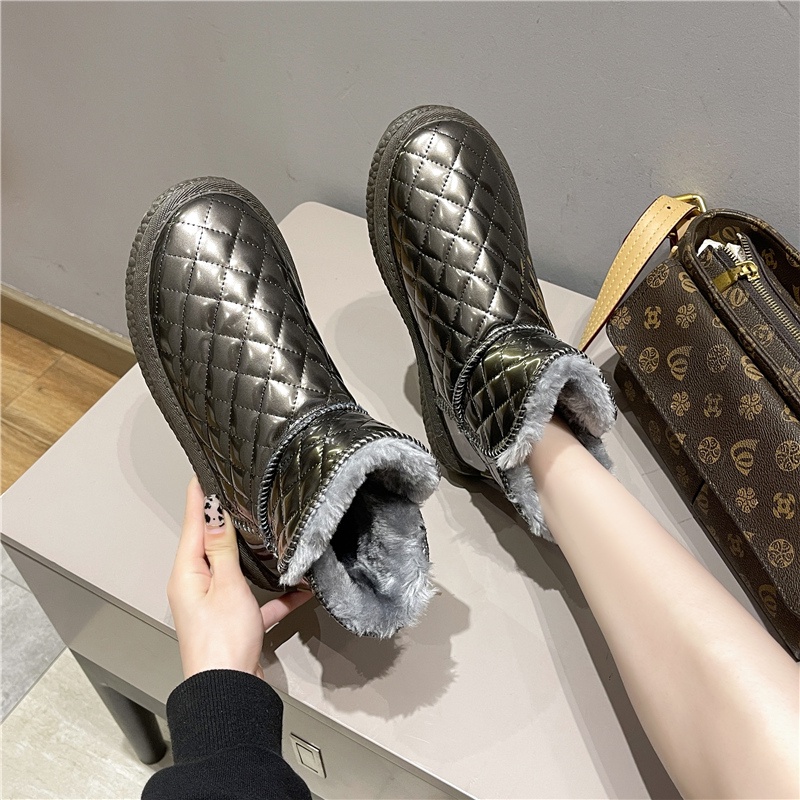 Giày Đi Tuyết Cổ Thấp Chống Trượt Màu Đen Cho Nữ