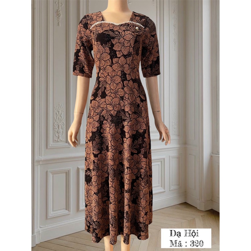 Đầm trung niên cho mẹ, váy dài trung tuổi sang trọng dự tiệc u40 u50 bigsize