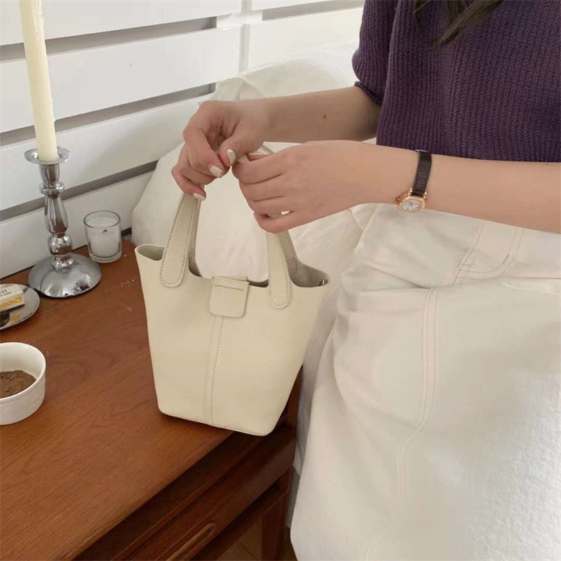 Ielgy Túi Xách Da Mềm Họa Tiết Vân Vải Phong Cách Hàn Quốc Cho Nữ