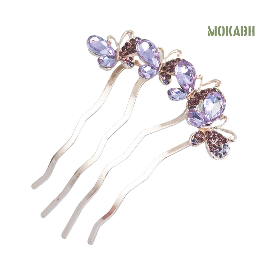 Lược Cài Tóc Hình Bướm Đính Đá Bốn Răng Cao Cấp