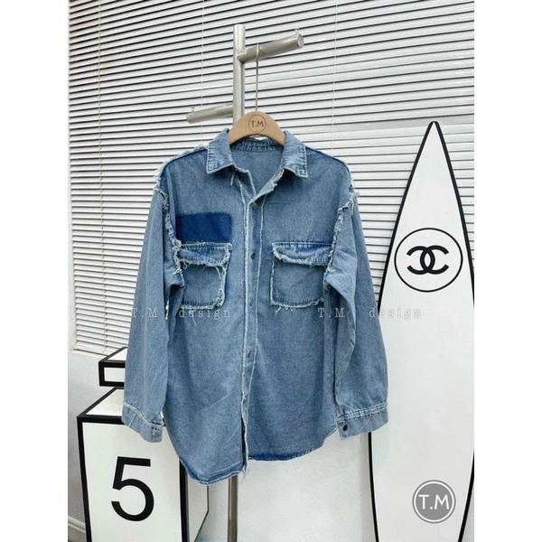 ÁO SƠ MI BÒ 2 TÚI VIỀN TUA RUA