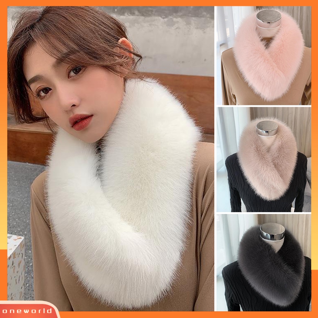 |Áo Thun In Hình ONEOR Thời Trang Năng Động| Kẹp Khăn Choàng Cổ Bằng Lông Nhân Tạo Màu Trơn Ấm Áp Thời Trang Mùa Đông Cho Nữ