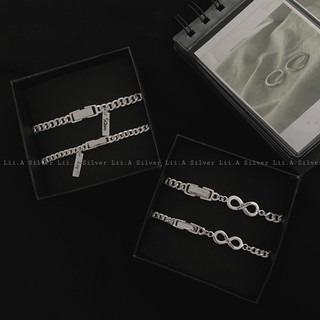 Vòng đôi bạc khoá bật Lii.A Silver