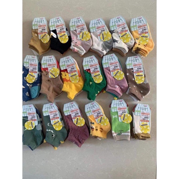 Set 10 đôi tất xuất Nhật cổ cao và cổ ngắn hàng full keo chống trượt cho bé từ 0-4y
