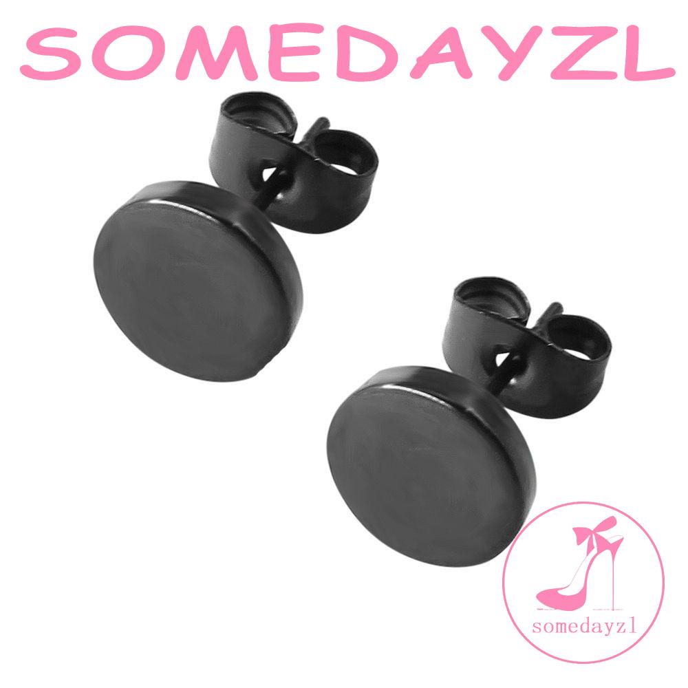 1 Đôi Bông Tai Tròn Màu Đen Thời Trang