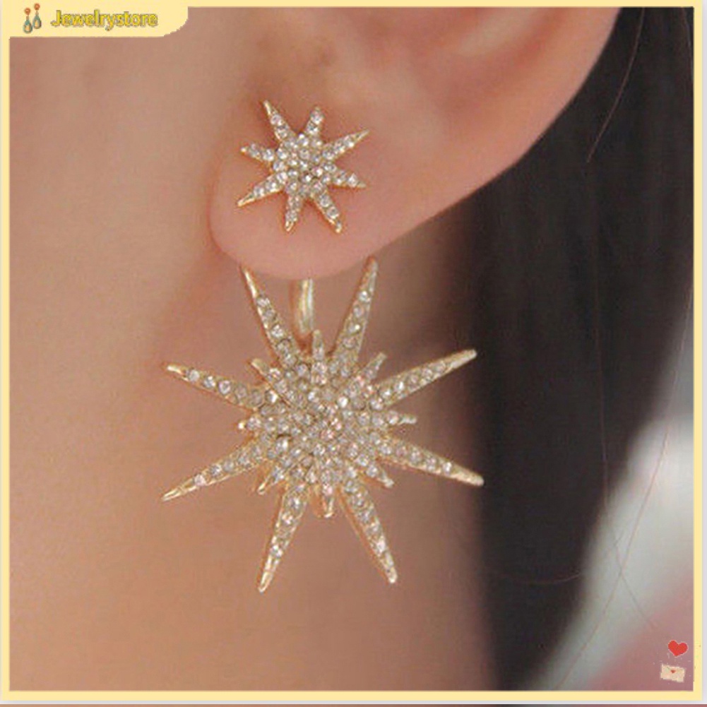 (jewelrystore) Khuyên tai mặt hình ngôi sao trời đêm đính đá sang trọng cho nữ