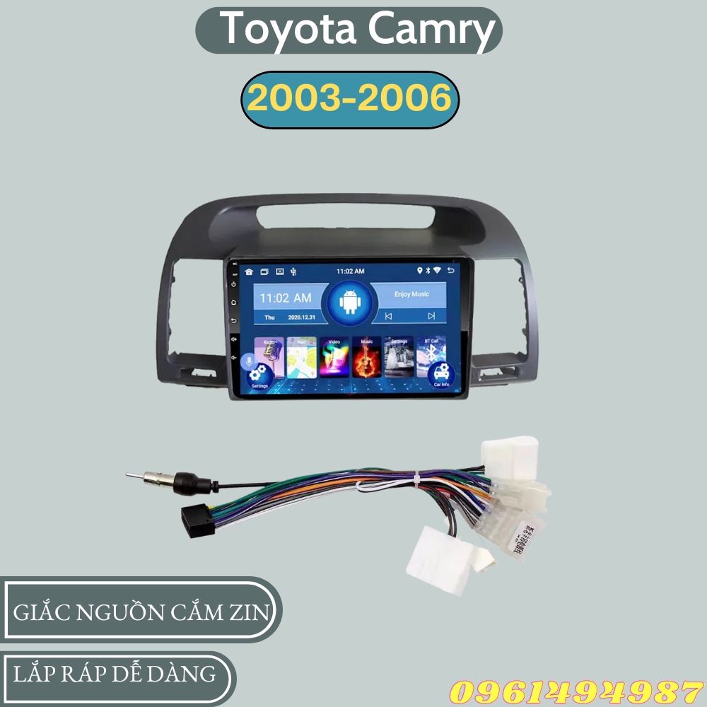 Mặt dưỡng 9 inch Toyota Camry kèm dây nguồn cắm zin theo xe dùng cho màn hình DVD android 9 inch