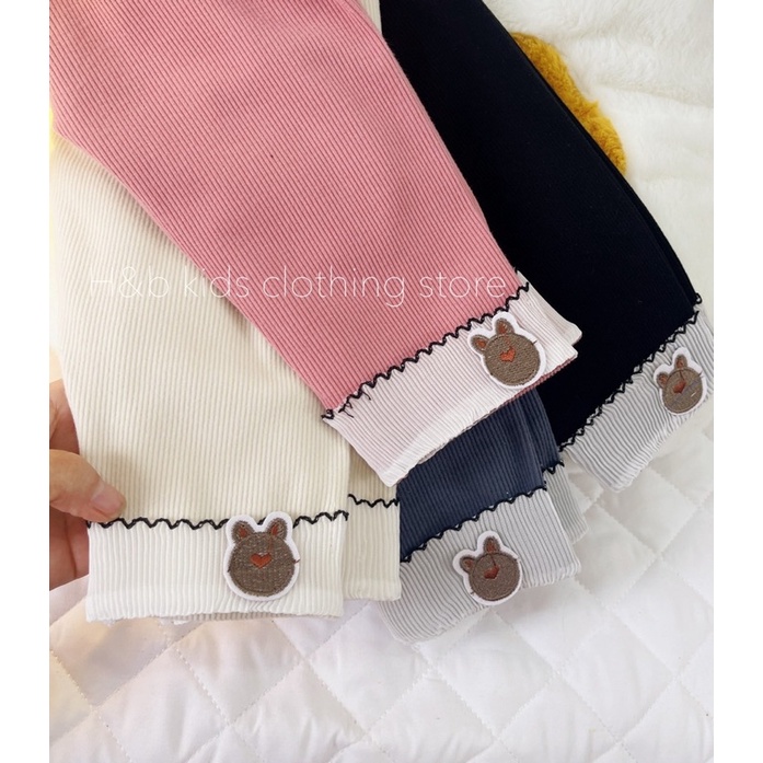 Quần Legging Nhung Tăm May Gấu Co Giãn Cho Bé