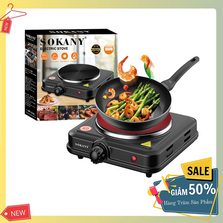 Bếp Điện Đơn 1000W - Bếp Điện Mini SOKANY Không Kén Nồi - Hàng Chính Hãng