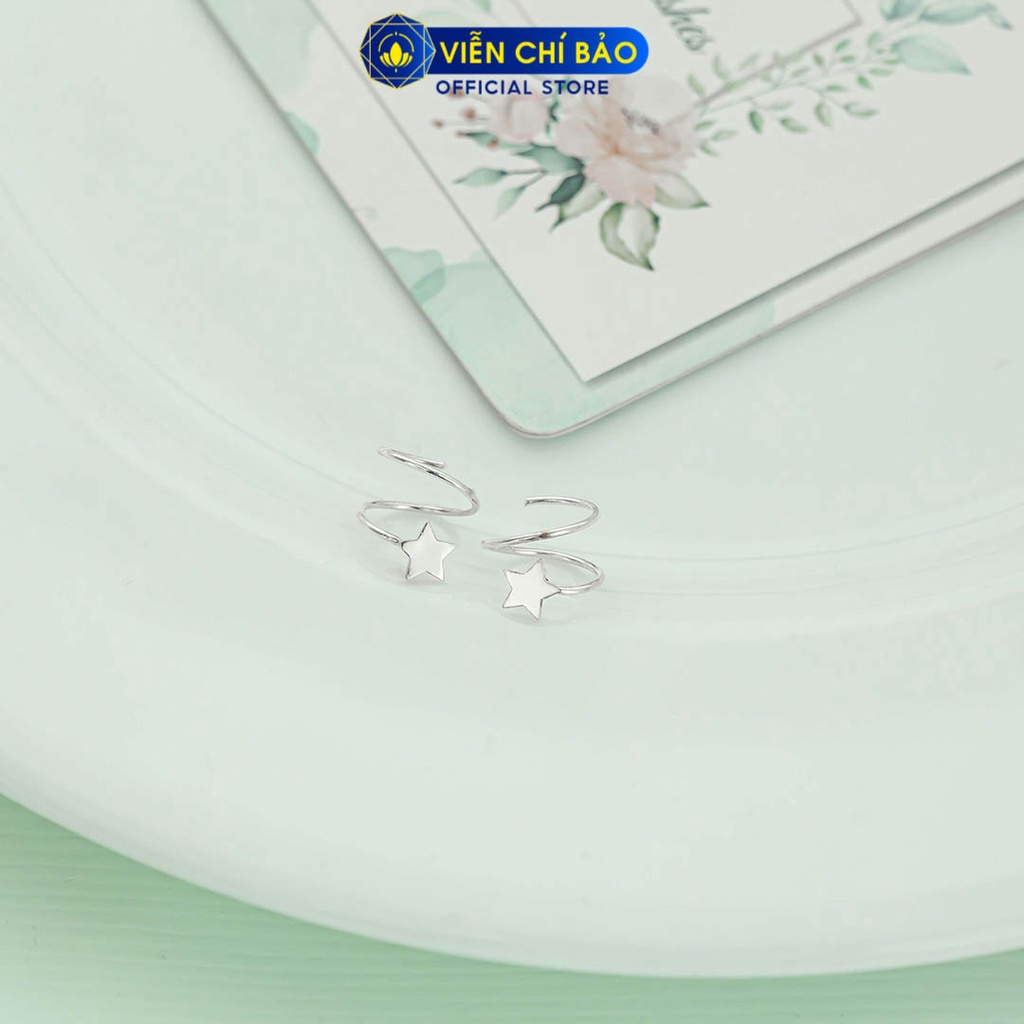 Khuyên tai bạc nữ xoắn ngôi sao chất liệu bạc 925 thời trang phụ kiện trang sức Viễn Chí Bảo B400483x
