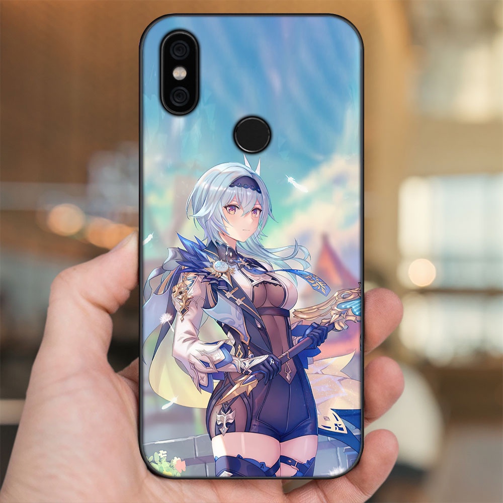 Ốp lưng Xiaomi Mi A2, Redmi 6X viền đen in hình Eula Genshin Impact