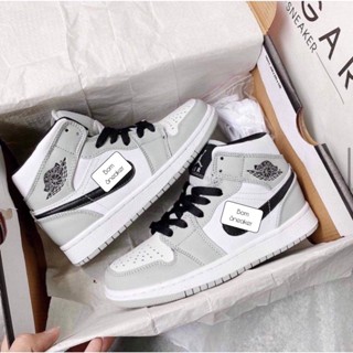 Giày Sneaker Jordan 1 Cổ Cao Ghi Xám, Giày Nam Nữ JD1 Grey Thể Thao Dành Cho Học Sinh Sinh Viên Đi Học Đi Chơi