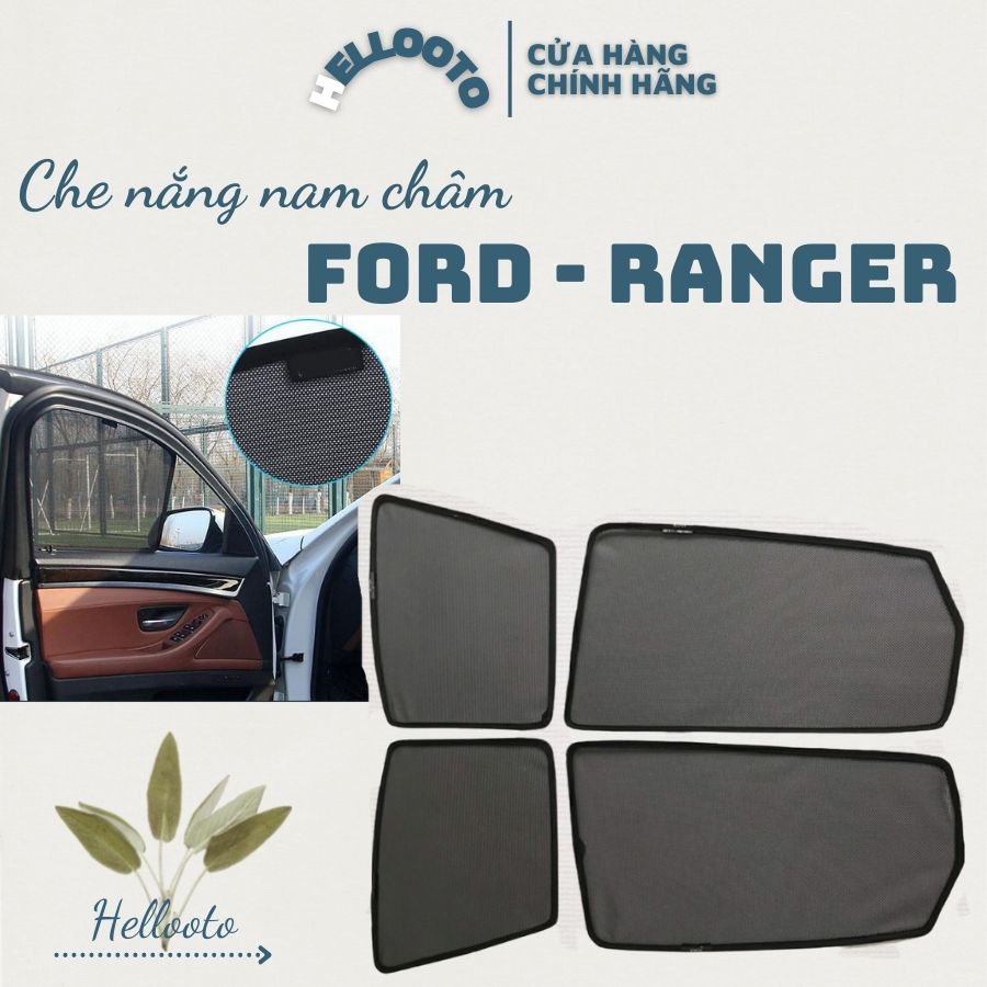 Rèm che nắng nam châm Ford Ranger đời 2016 đến 2023 - Bộ 4 tấm chắn nắng chuẩn form xe, nam châm hút mạnh