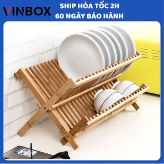 Giá úp bát đĩa cốc chén bằng gỗ tre tự nhiên để bàn bếp giúp khô ráo nhanh kê đỡ bát đĩa gọn gàng ngăn nắp tránh rơi vỡ
