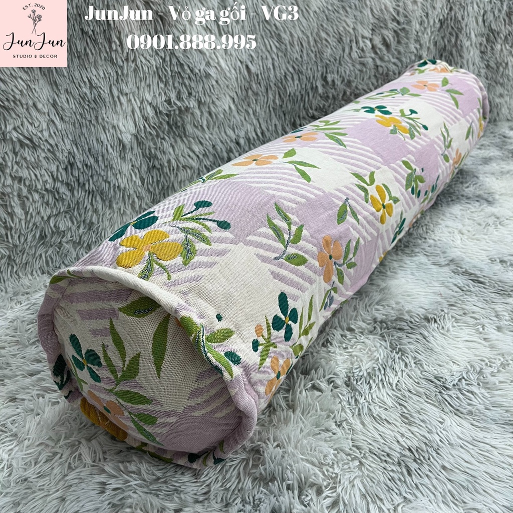 [SALES SỐC]V3_Vỏ gối ôm vải Xô Cotton Organic cao cấp có khoá kéo