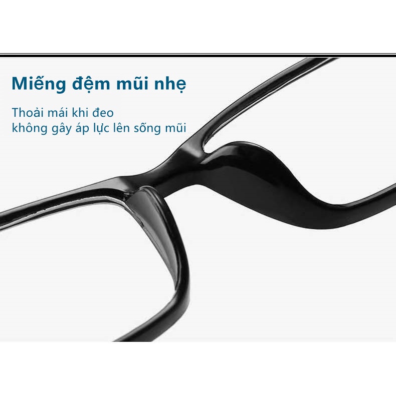 Mắt Kính cận vuông nam nữ chống ánh sáng xanh Gọng kính đen và tím chống tia UV chống cận bảo vệ mắt Thời Trang Hàn Quốc