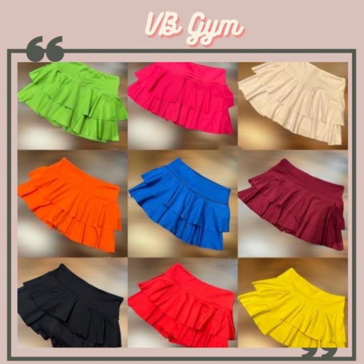 Chân tập gym nữ Hot trend Chân váy xếp tầng 2 lớp Tập Thể Dục Gym Yoga Aerobic Picnic Dã Ngoại đi bơi Nữ * ,