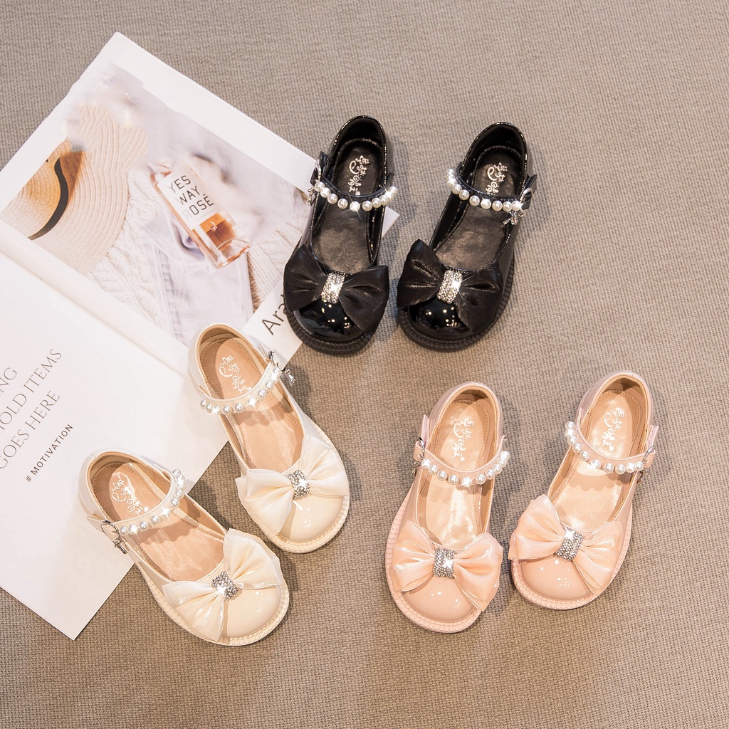 Giày Mary Jane Đế Mềm Đính Nơ Thời Trang Mùa Thu 2022 Cho Bé Gái