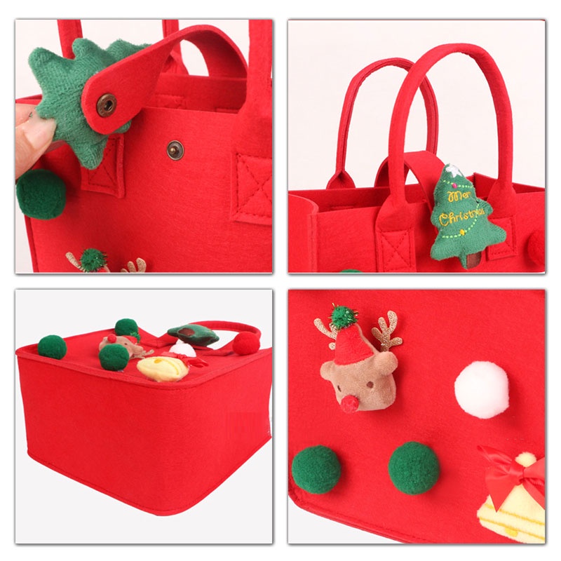 One Túi Xách Vải Nỉ In Hoạt Hình Giáng Sinh Đáng Yêu Thời Trang Đường Phố Đơn Giản