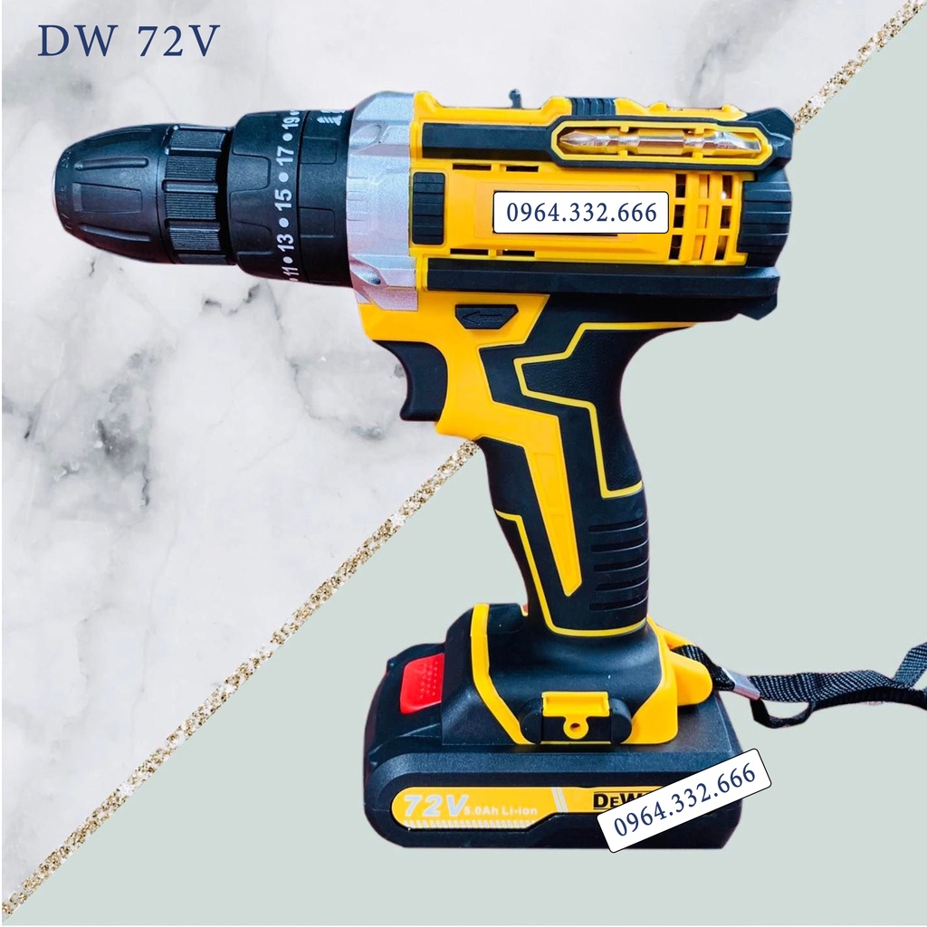 Máy khoan pin De.walt 72v, Máy khoan mini 3 chức năng, 100% lõi đồng, động cơ mạnh mẽ. Bảo hành 12 tháng