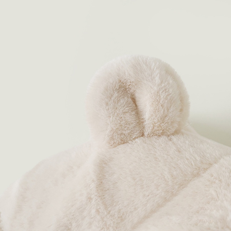 Mũ Trùm Đầu Kèm Khăn Choàng Cổ Dày Dặn Chống Lạnh Màu Trơn Hình Gấu Dễ Thương Cho Bé