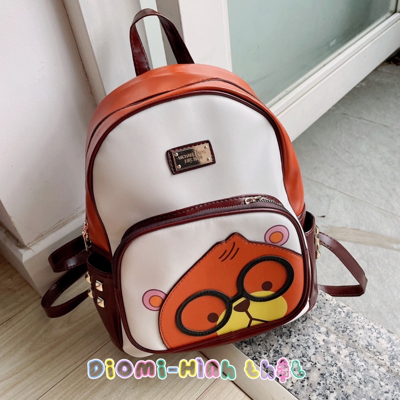 Balo da nữ dễ thương hình gấu đeo kính mẫu mới thời trang giá rẻ DIOMI