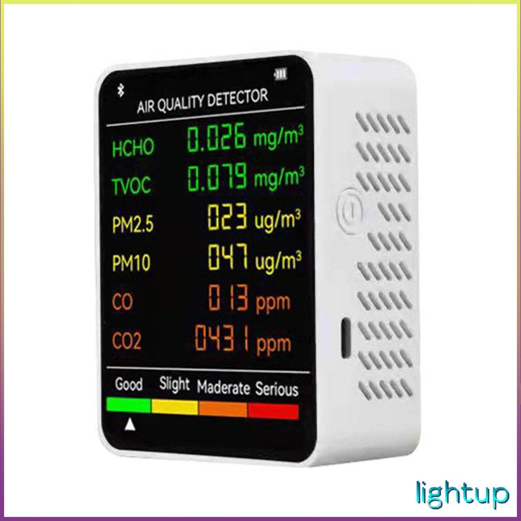 Màn hình chất lượng không khí 6 trong 1 Máy đo nhiệt độ ẩm kỹ thuật số CO2 [7/4]