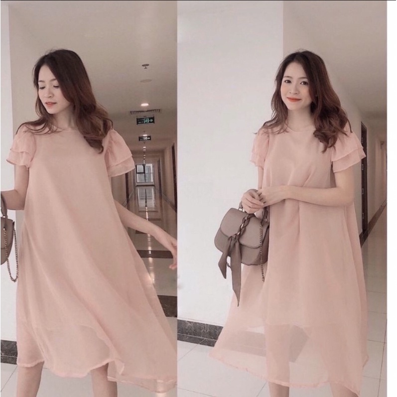 Siêu hot- Váy bầu thiết kế tơ voan 2 lớp siêu xinh- Váy size 40-70kg