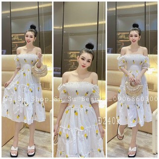 đầm ba tầng họa tiết