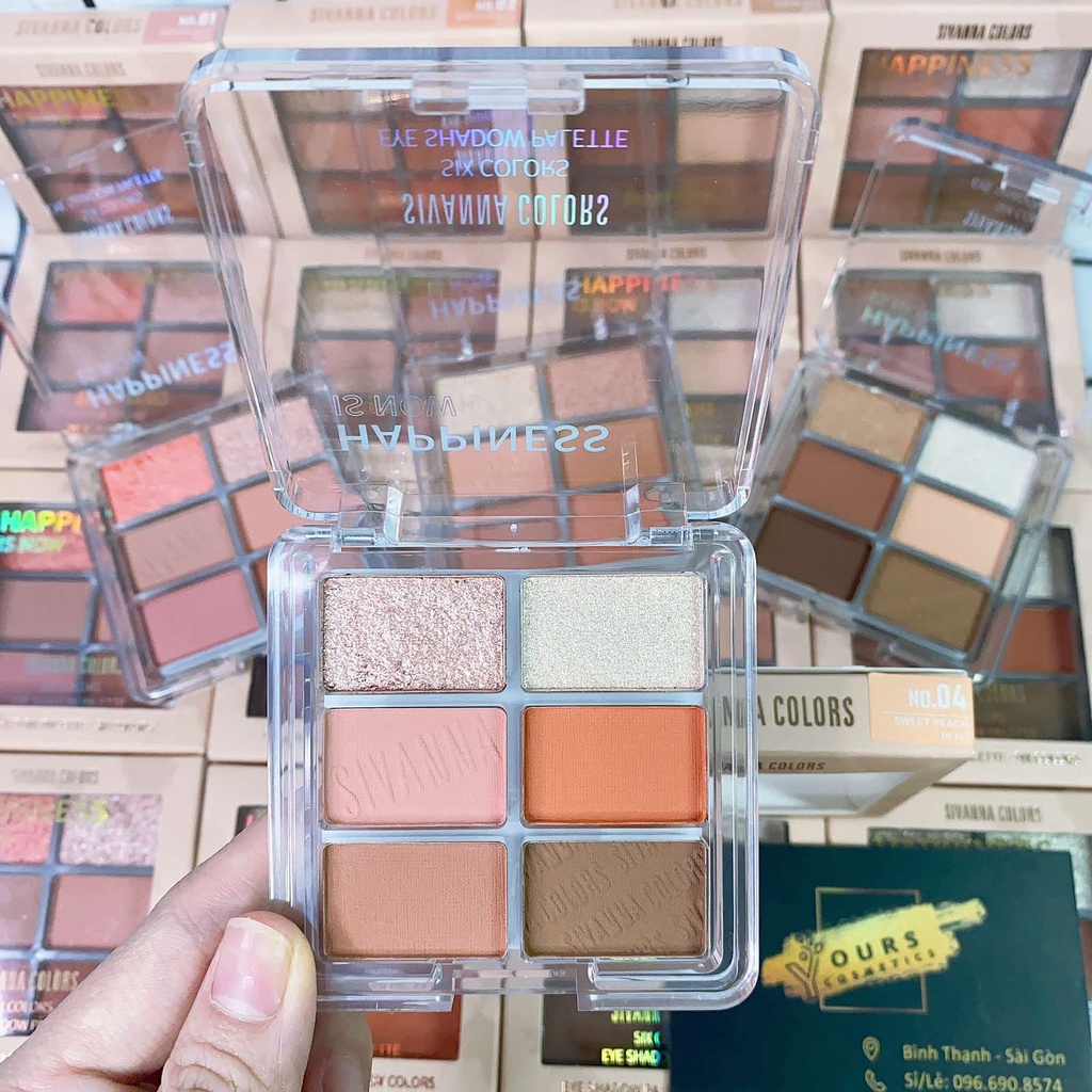 Bảng Phấn Mắt Có Nhũ Sivanna Tone Cam Đất HF113 - Bảng Màu Mắt Sivanna HF113 - Bảng Mắt Có Nhũ Sivanna 6 Ô