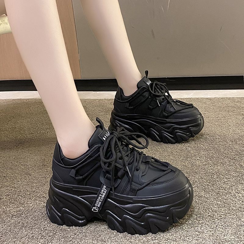 🎀 Giày Thể Thao Cột Dây Lót Nhung Dày Dặn Màu Đen Thời Trang Mùa Đông