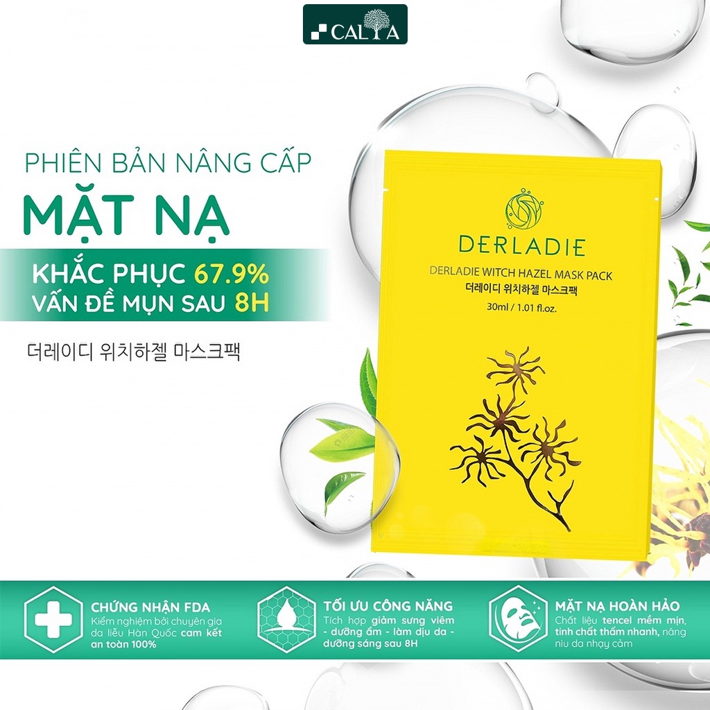 Mặt Nạ Derladie Giảm Mụn, Giảm Sưng Viêm, Làm Dịu Da - Derladie Witch Hazel Mask Pack 30ml