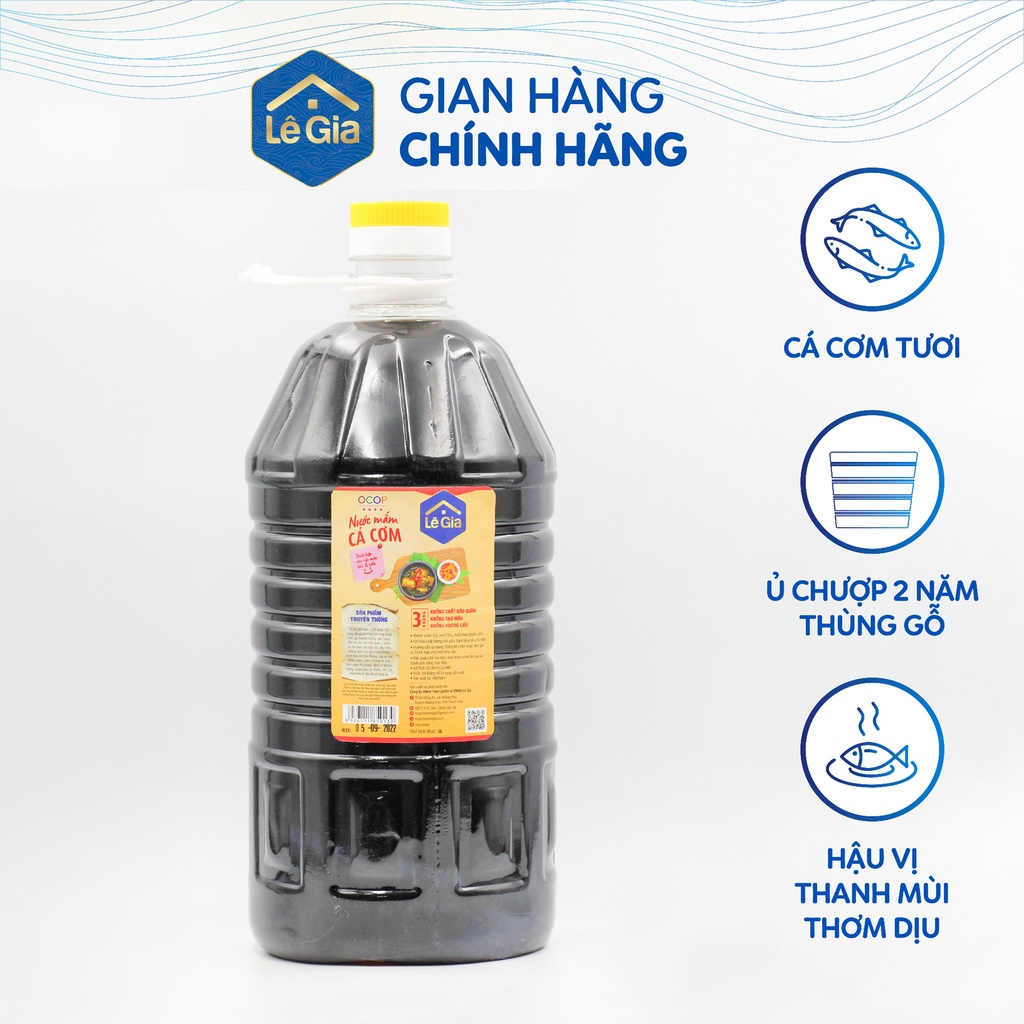 Nước mắm cá cơm Lê Gia can 5L cho hệ thống nhà hàng, chuyên kênh phở , quán ăn