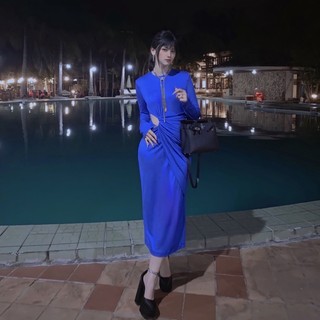 Váy Rib Xanh Khoét Eo Ocean Blue Eclipse Clothing