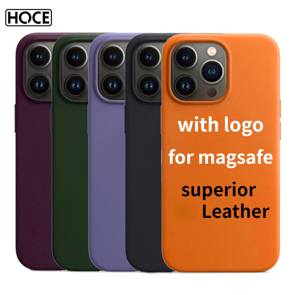 Bao Da Điện Thoại Nắp Gập Từ Tính Tích Hợp Sạc Không Dây In logo HOCE Cho iPhone 12 13 14 Pro Max
