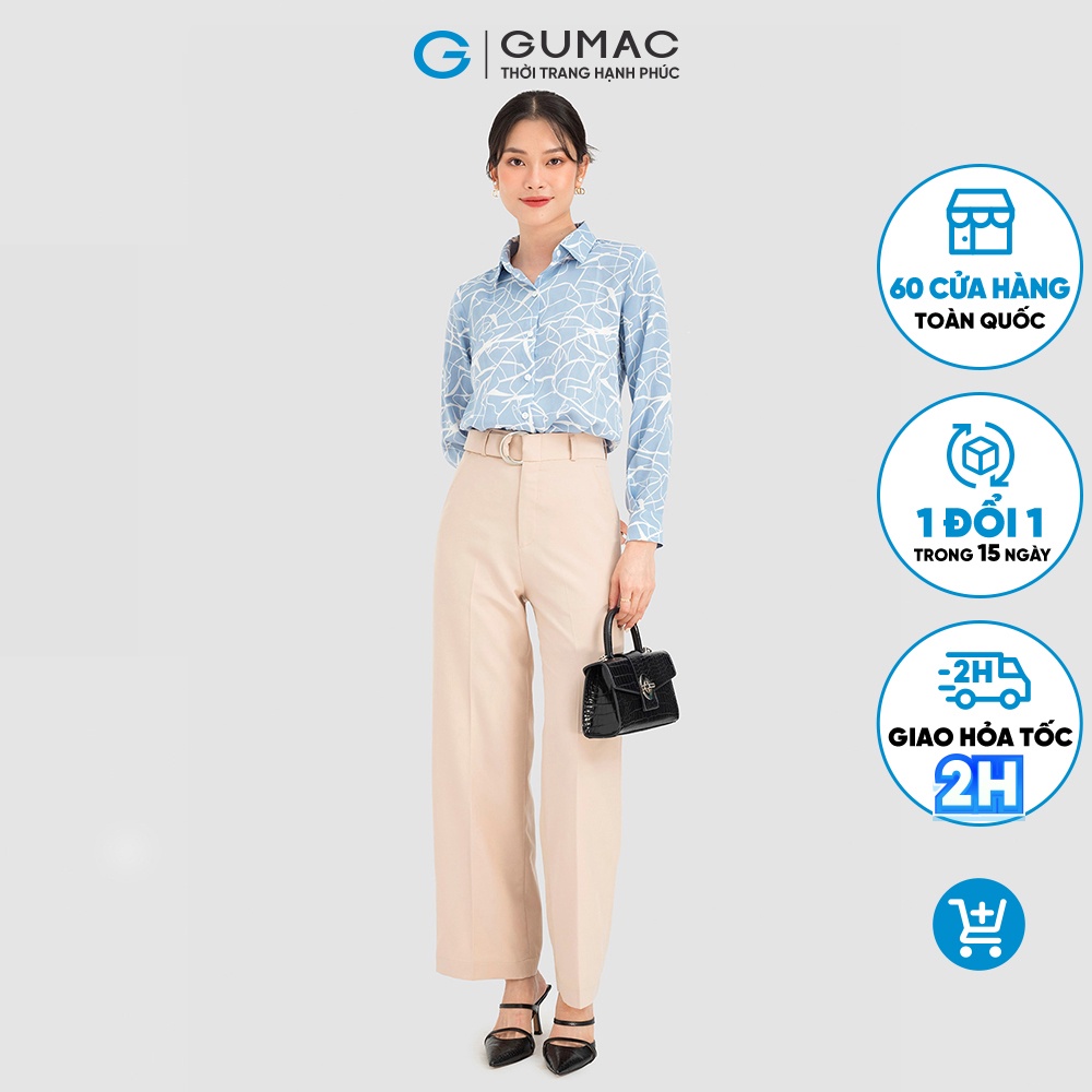 Quần tây nữ GUMAC nhiều màu ống suông kèm lưng đai rời phối khoen tròn QC08104