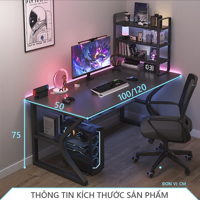 Bàn gaming cao cấp khung thép chống ghỉ kích thước lớn sơn phủ tĩnh điện phong cách hiện đại thương hiệu IGA -GM67