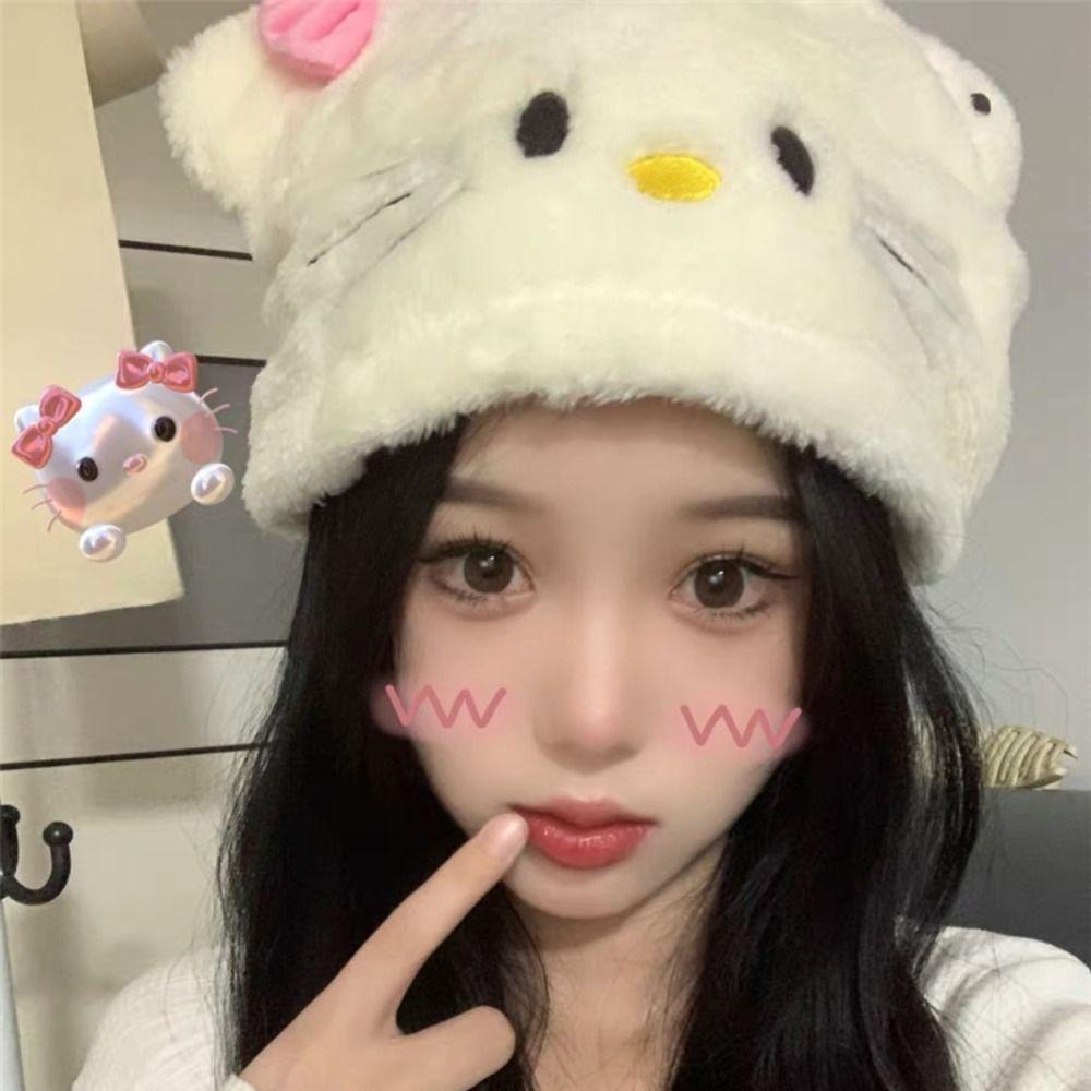 Mũ Lông Mèo Lấp Lánh Mềm Mại Ấm Áp Chống Gió Thời Trang Mùa Đông Cho Nữ