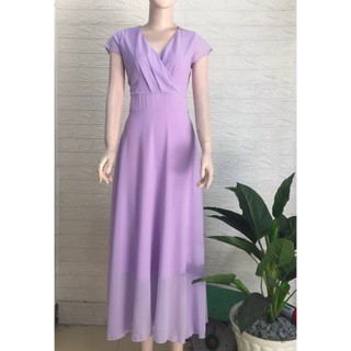 ĐẦM MAXI CỔ V TAY CON - YB221003