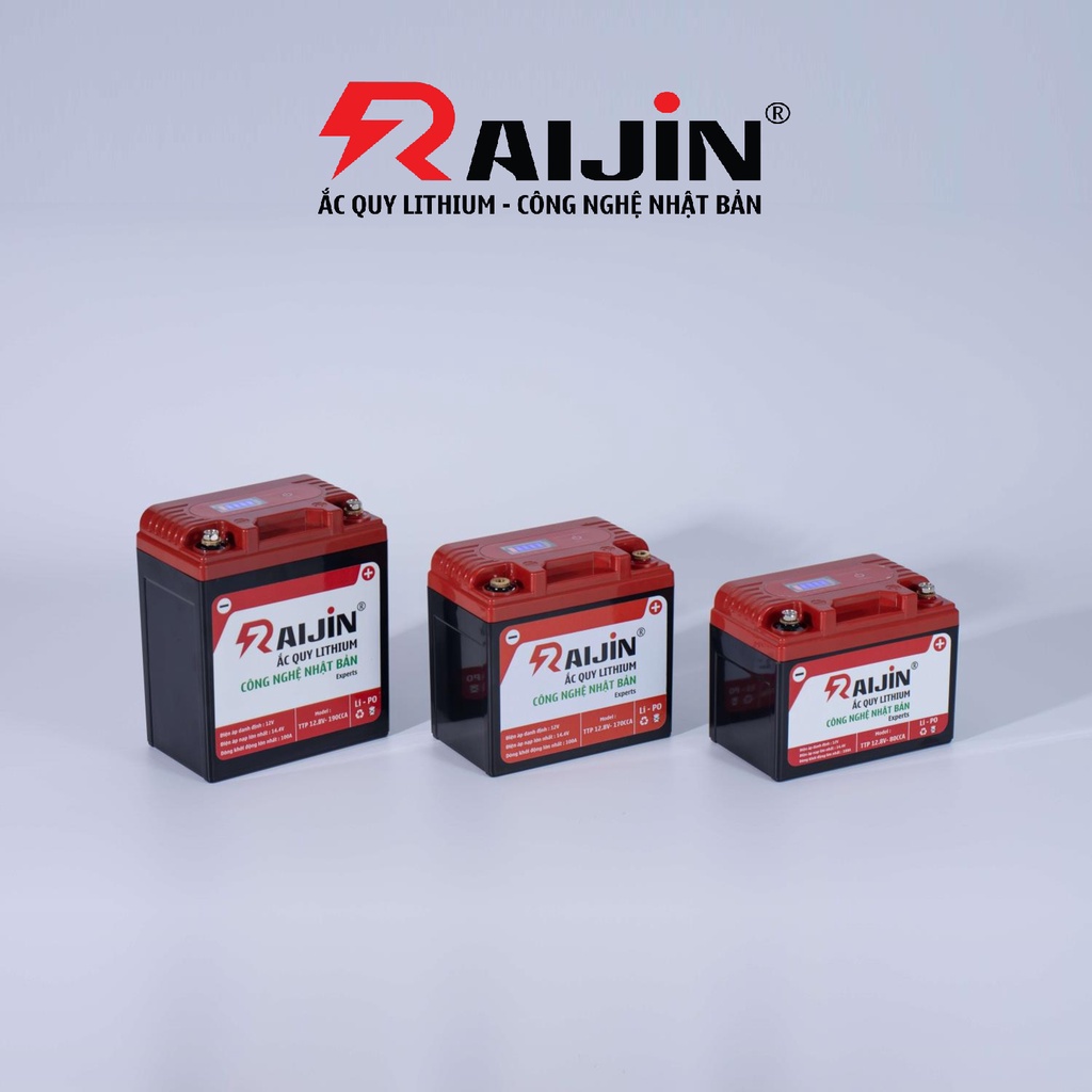 Bộ bình ắc quy xe máy lithium RAIJIN Experts size S M L công nghệ Nhật Bản