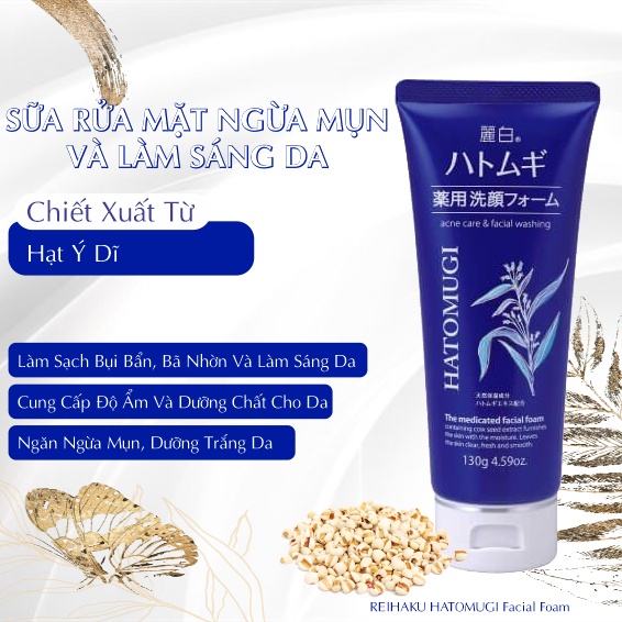 Sữa Rửa Mặt Tẩy Trang Và Làm Sáng Da Reihaku Hatomugi Cleansing Foam 130g / 170g / 160ML