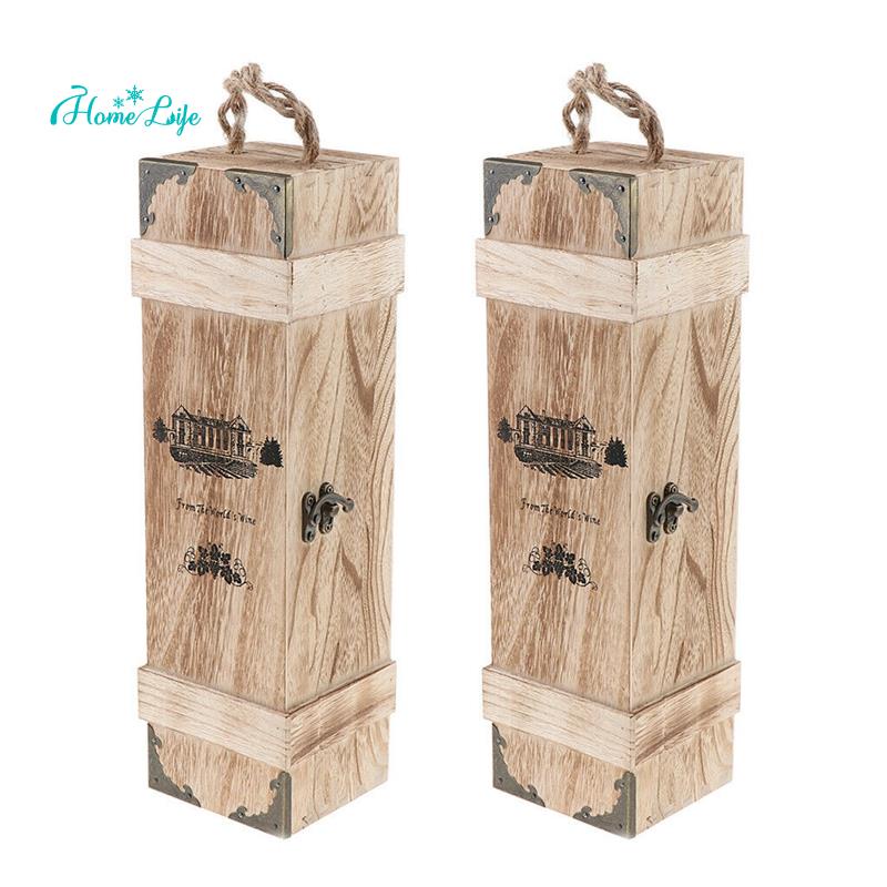 2 Hộp Gỗ Đựng Rượu Vang Đỏ Ốp